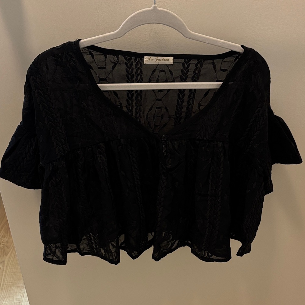 Black Sheer Lace Top